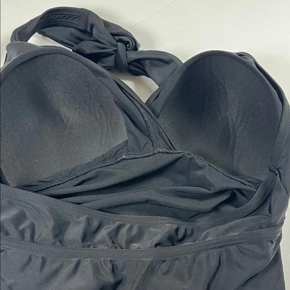 Always for Me Chic Solids Black Halter Swimsuit Sz 16W - Picture 4 of 11